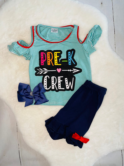 Bowtism Pre K Crew Shorts Set with Matching Bow - Bowtism